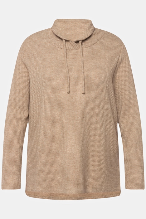 Sweatshirt, Waffelstruktur, Glitter, Stehkragen, Langarm