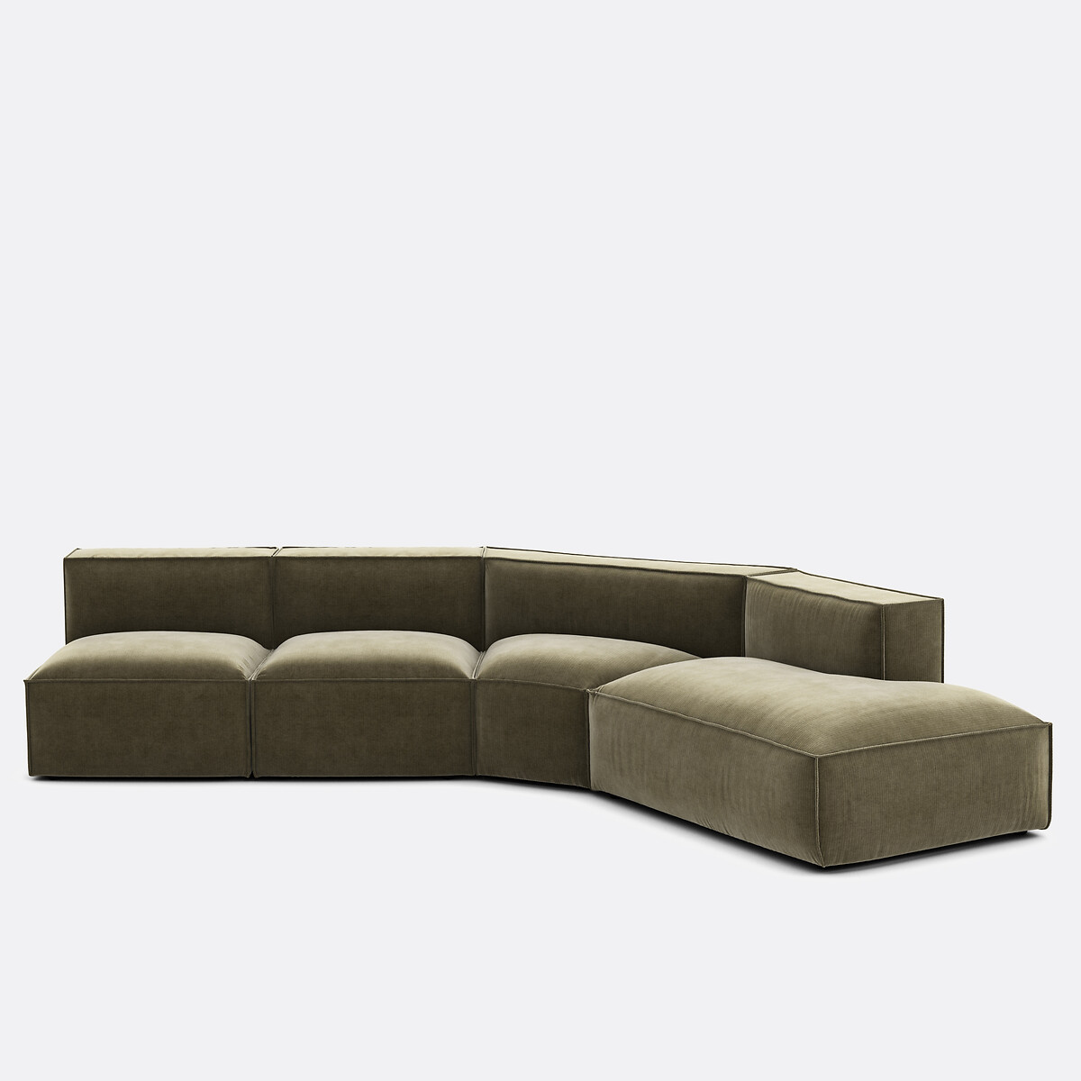 LA REDOUTE INTERIEURS<br>Sofá reto vintage de veludo cotelê de 4 peças Seven