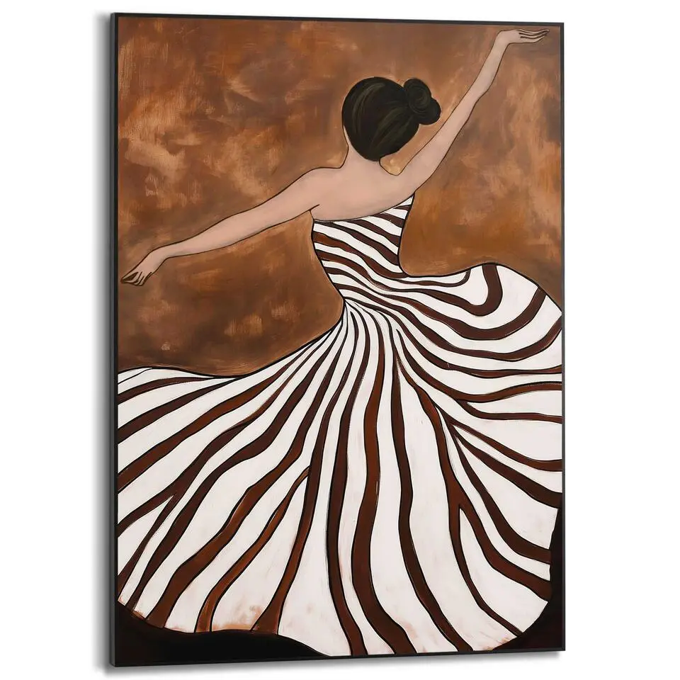 Schilderij Dansende dame - 70x50cm - Bruin
