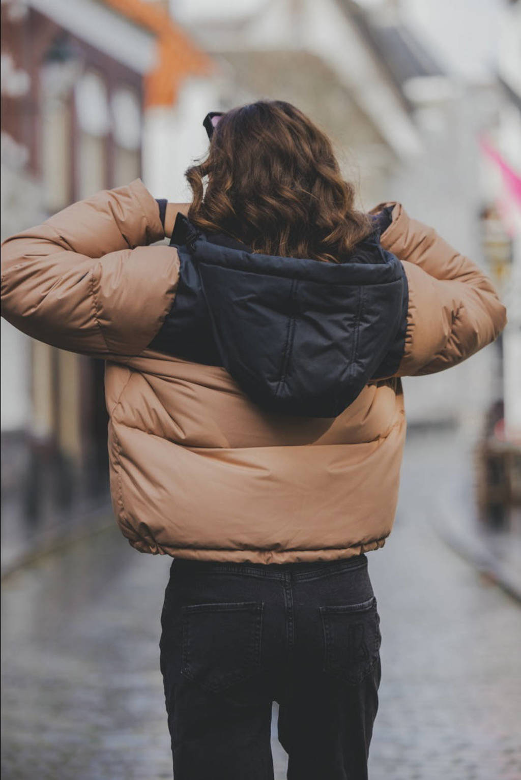LOOXS gewatteerde jas beige/zwart