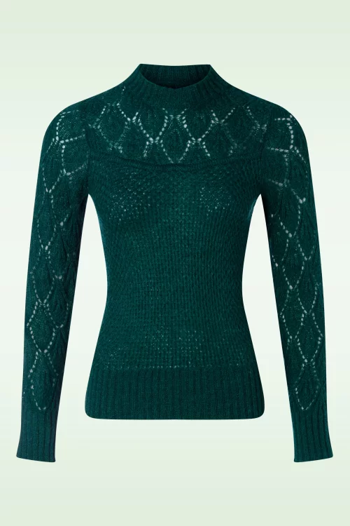 King Louie Jeannie Yoke Farfalle sweater in dennengroen