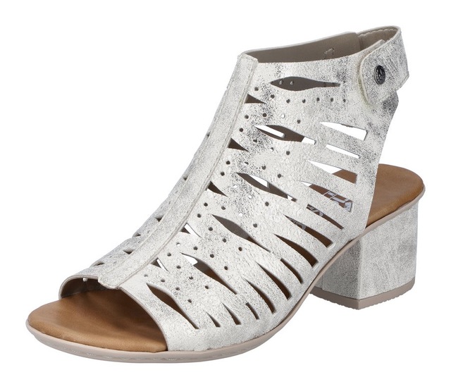 Rieker Sandalette  , Sommerschuh, Sandale, Blockabsatz, im Metallic-Look
