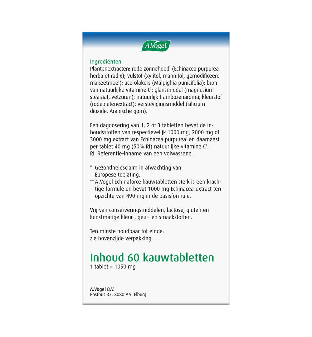 A.Vogel Echinaforce kauwtablet sterk + vitamine C (60 kauwtabletten)