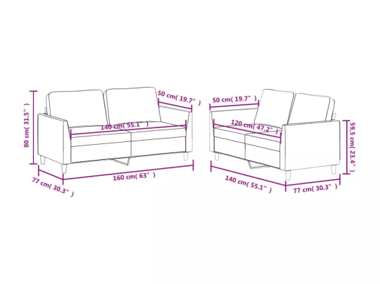 Ensemble de canapés 2 pcs avec coussins Noir Similicuir