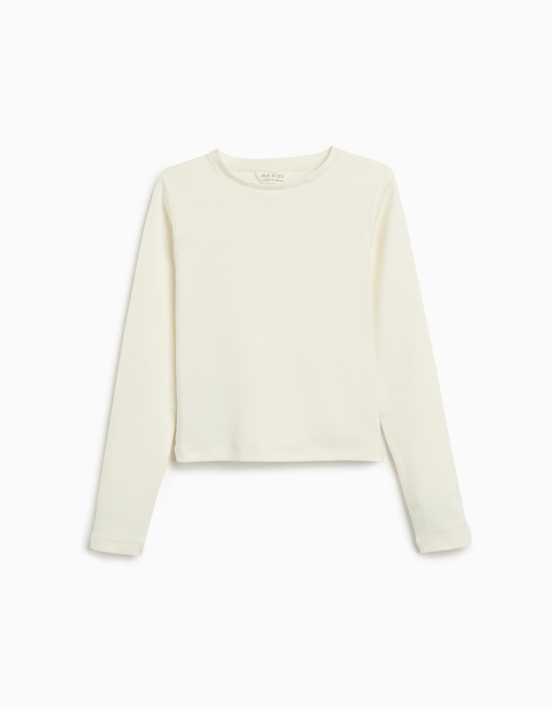 T-shirt Manga Comprida, Menina, Branco