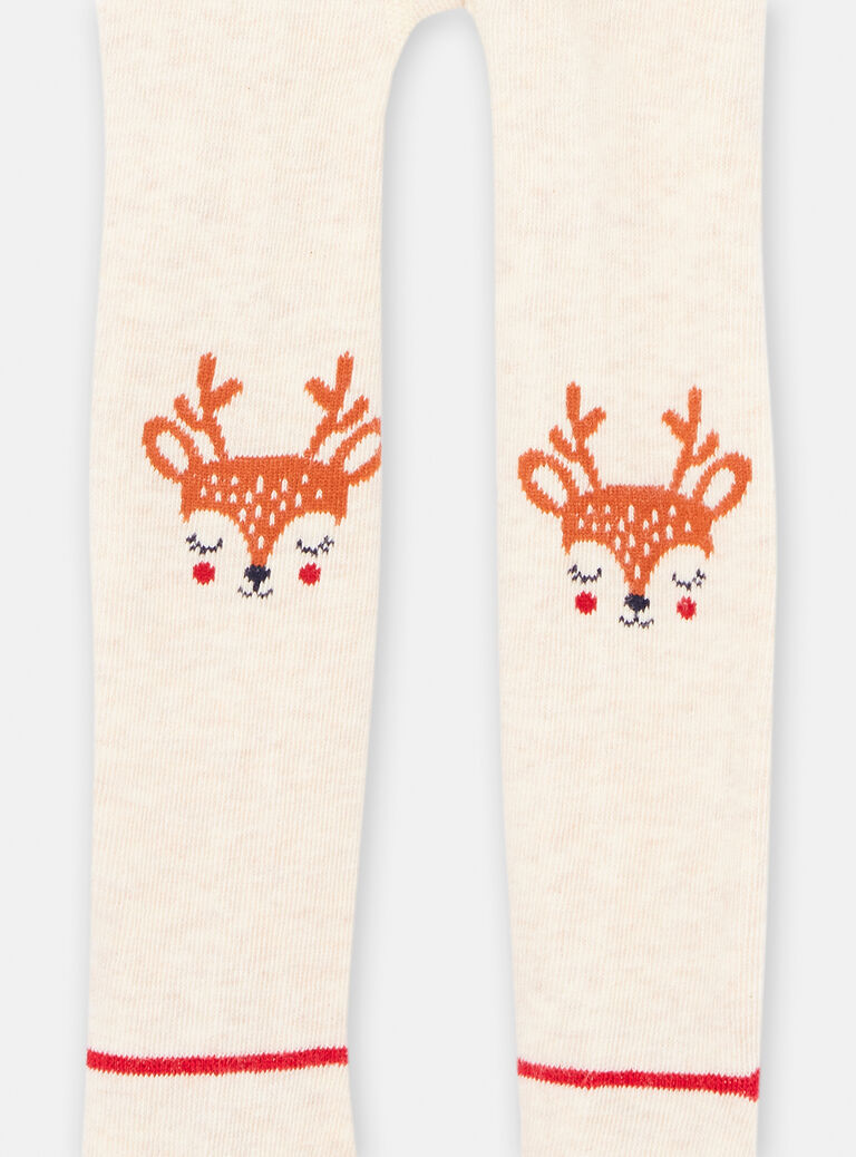 Collant beige chiné noël pour bébé fille