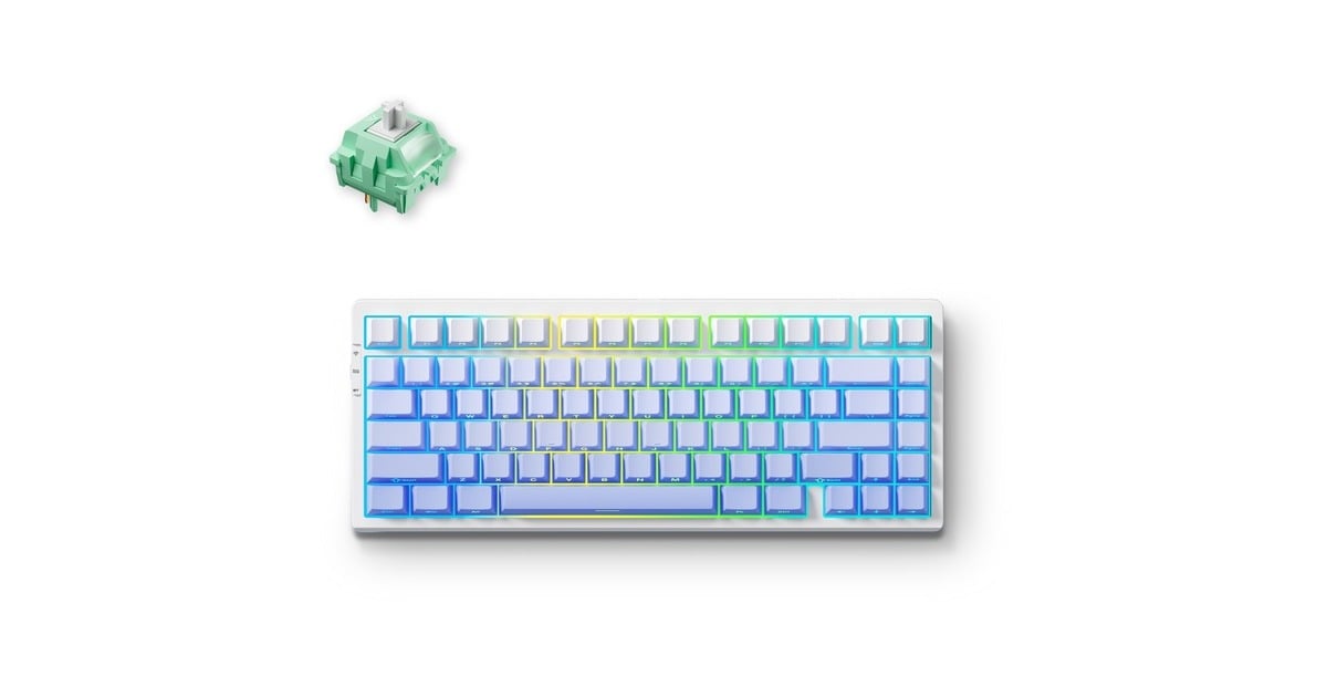 MCHOSEG75 Pro Tri-mode Gasket Structuur Mechanisch gaming toetsenbord  (US lay-out, KTT Cabbage Tofu V2, 75%, RGB, hot swap, PBT Double-Shot, 2.4 GHz / USB-C / Bluetooth)