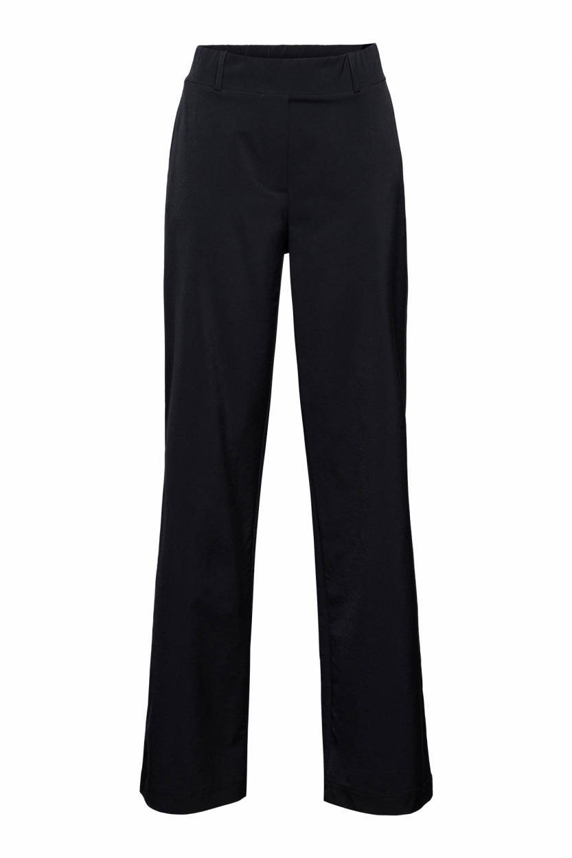 &Co Woman straight fit pantalon PATRICE van travelstof zwart