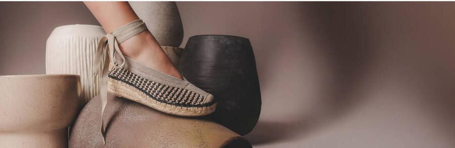 Shabbies Amsterdam Palma Kimono Espadrille Geweven Beige Zwart
