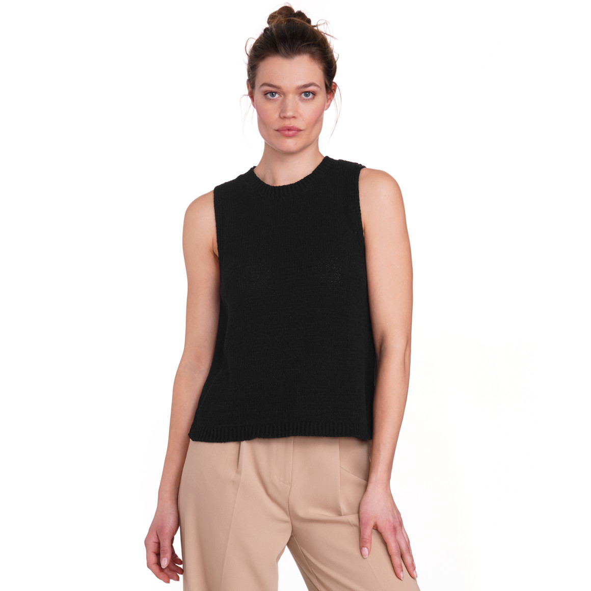 Gina Benotti Damen Stricktop aus Bändchengarn schwarz