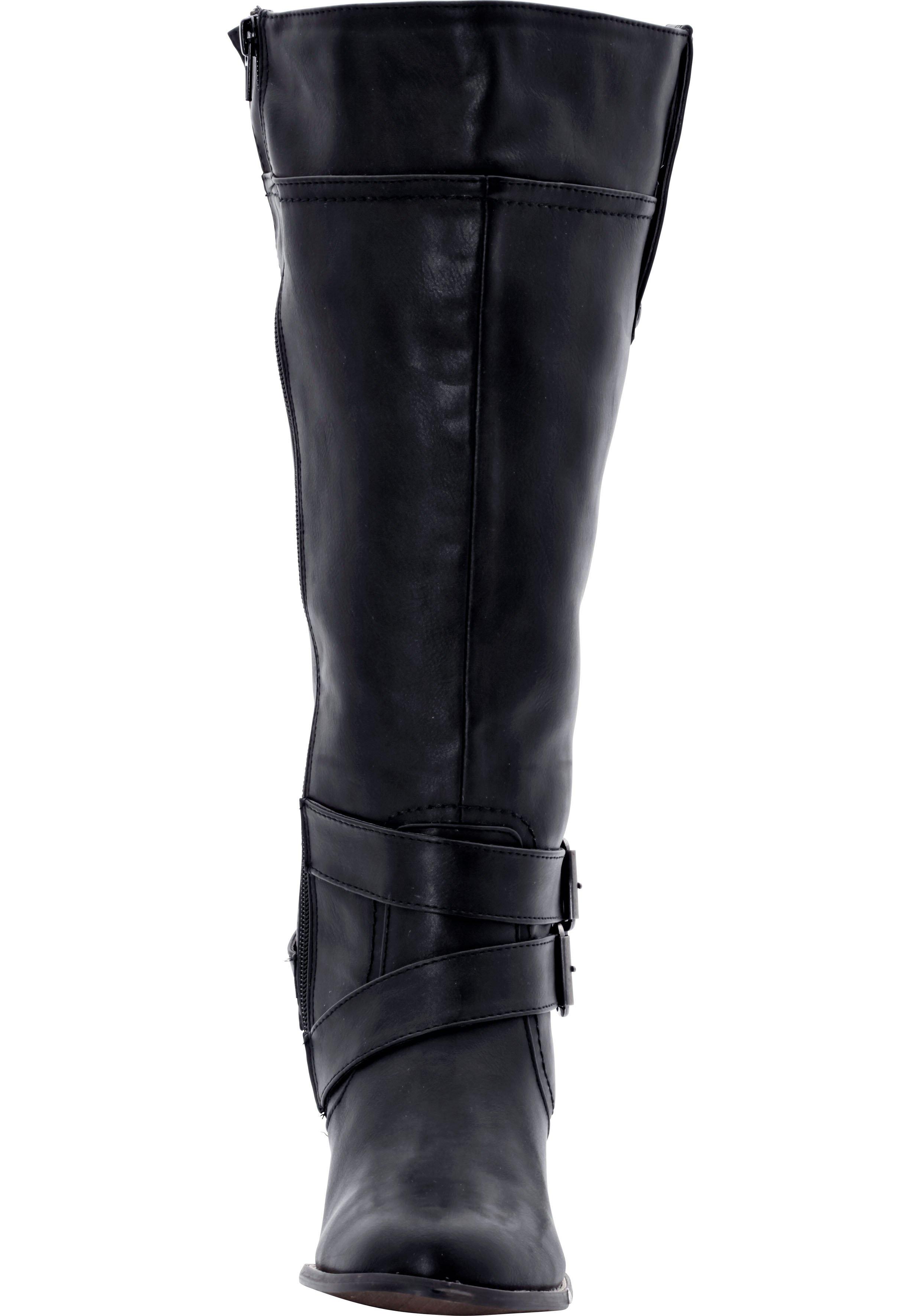 Weitschaftstiefel aus Lederimitat mit Zierschnalle