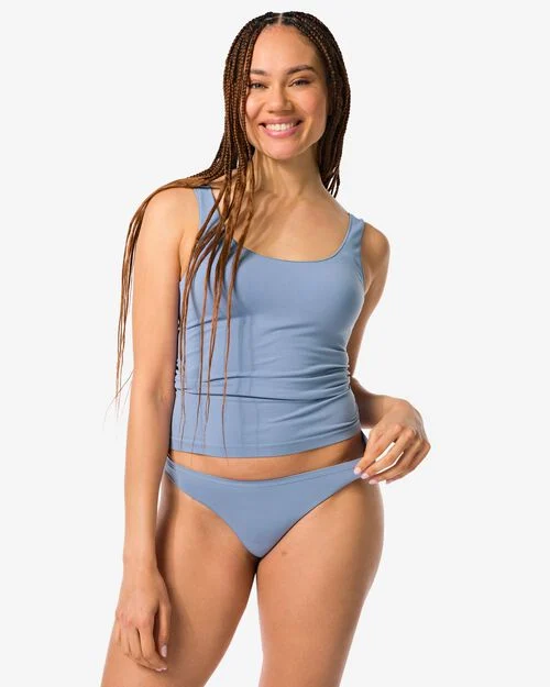 string femme sans coutures en micro bleu moyen