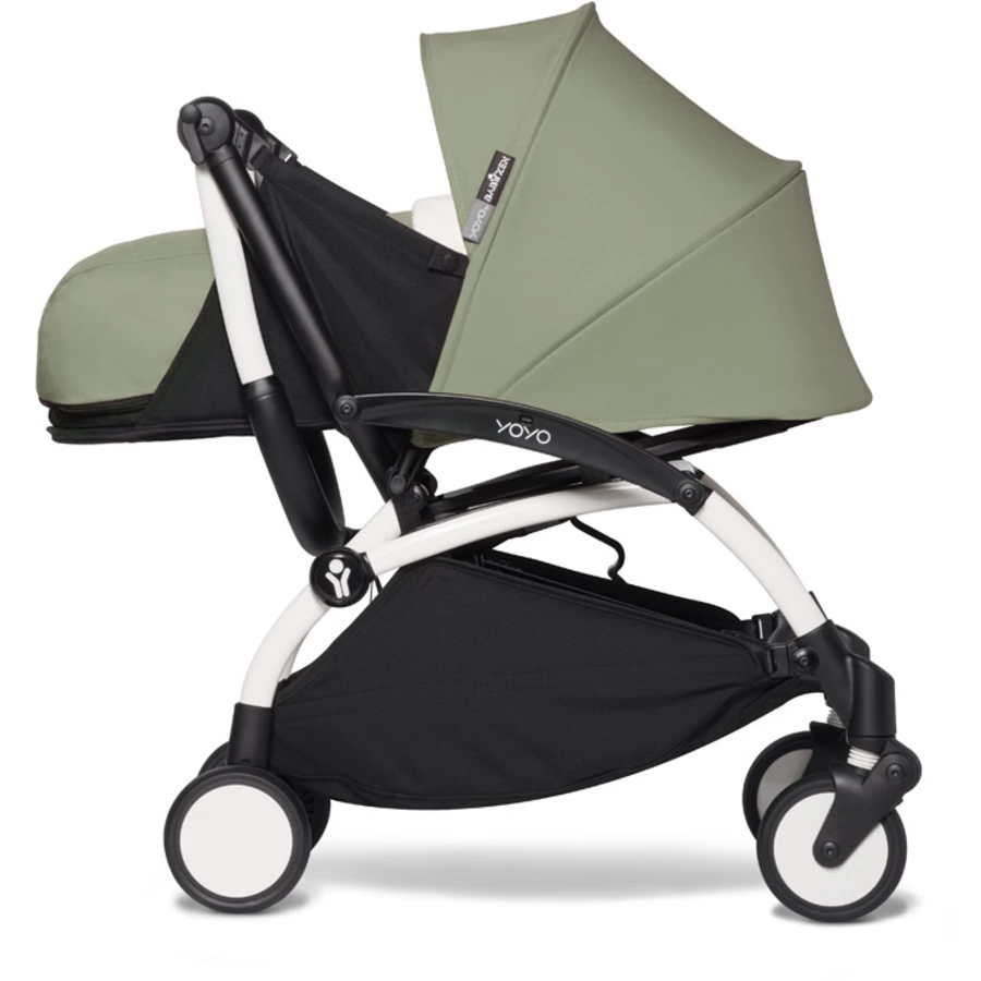BABYZEN Kinderwagen YOYO2 0+ White mit Neugeborenenaufsatz Olive