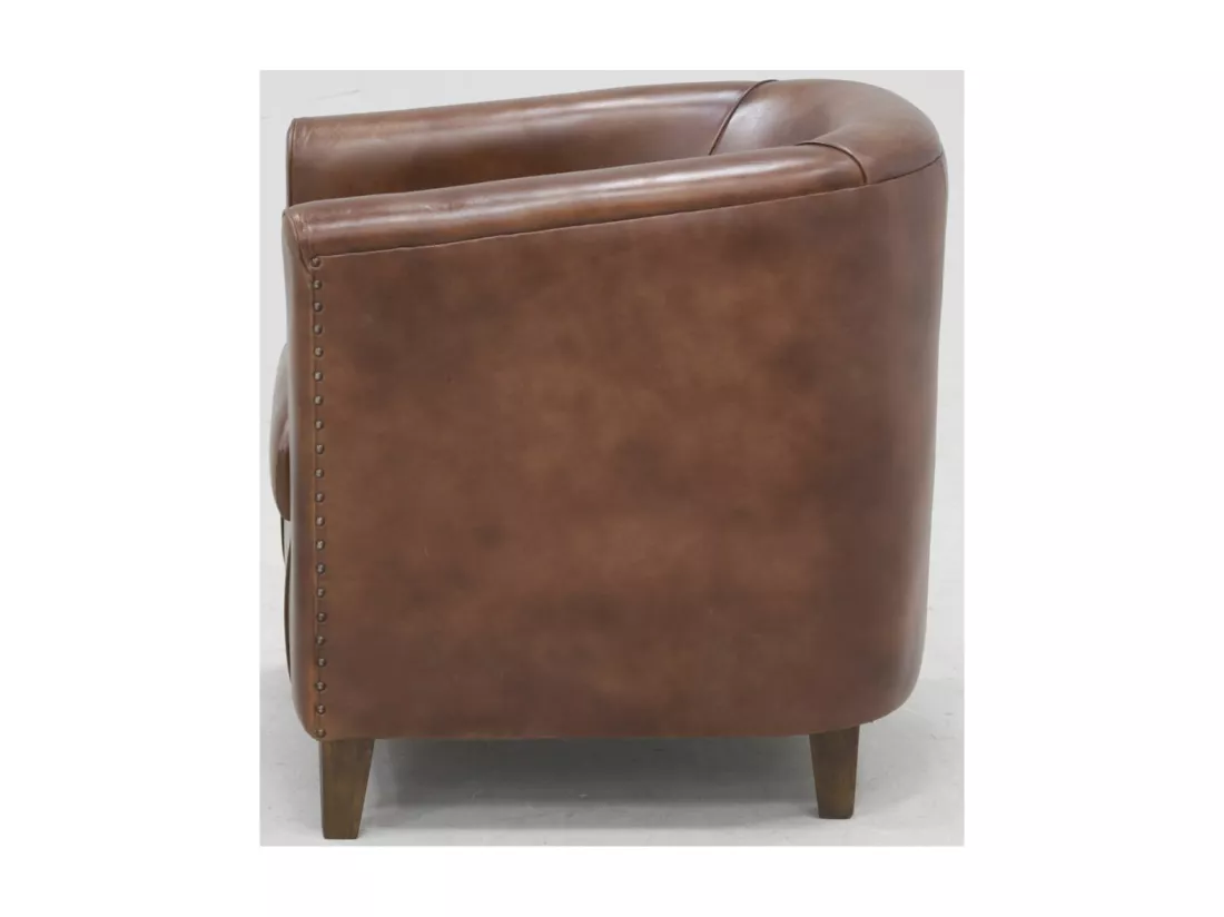 Fauteuil club en cuir de buffle