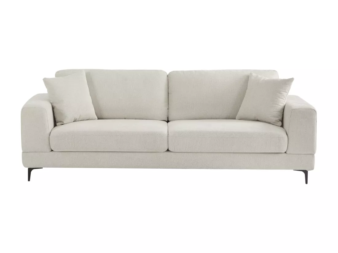 Canapé 3 places et fauteuil en tissu texturé beige JAMOLO