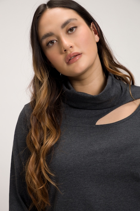 Shirt, Cut-Out, Classic, Stehkragen, Langarm