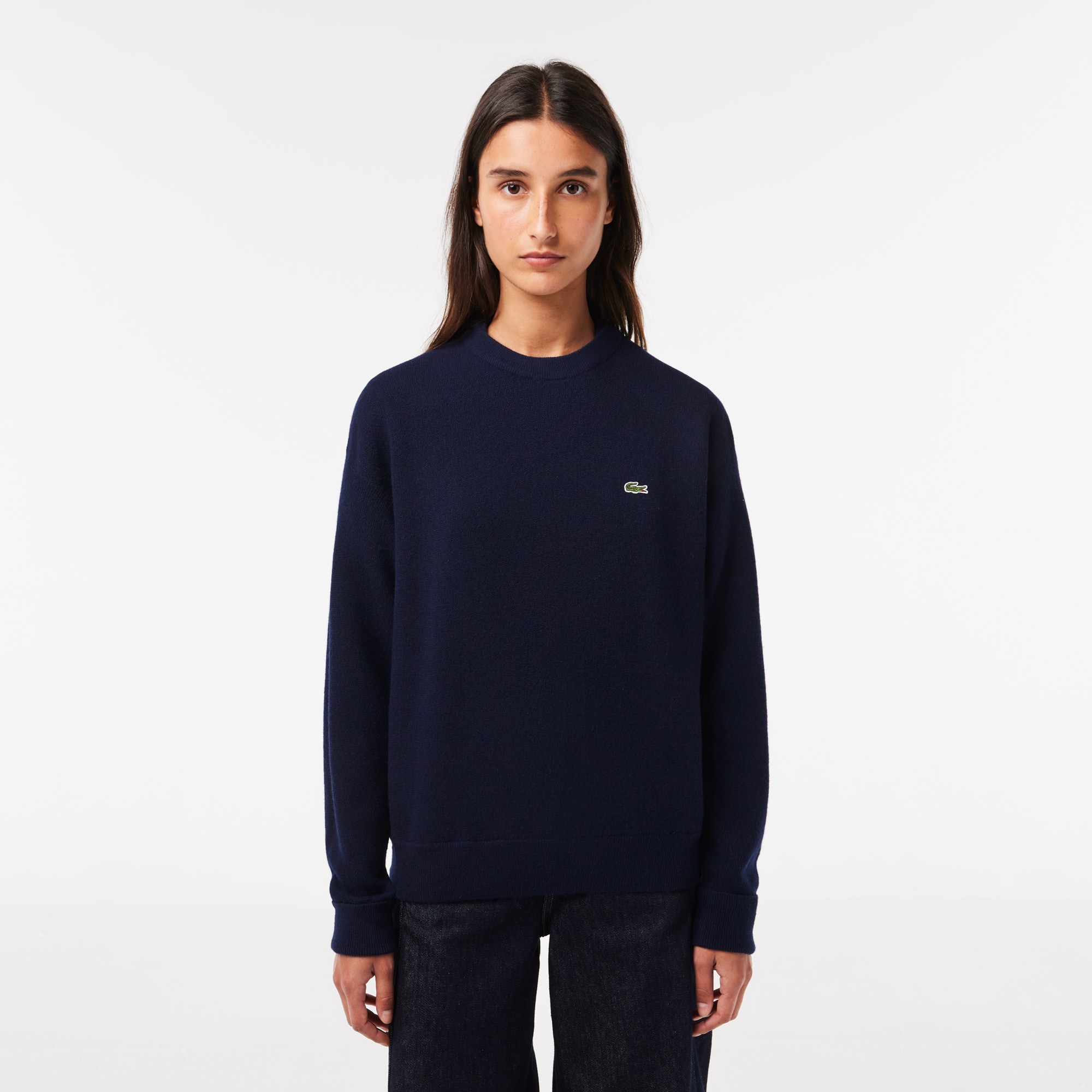 Pull femme Lacoste col rond en laine Pullovers - Bleu - Lacoste - Femme