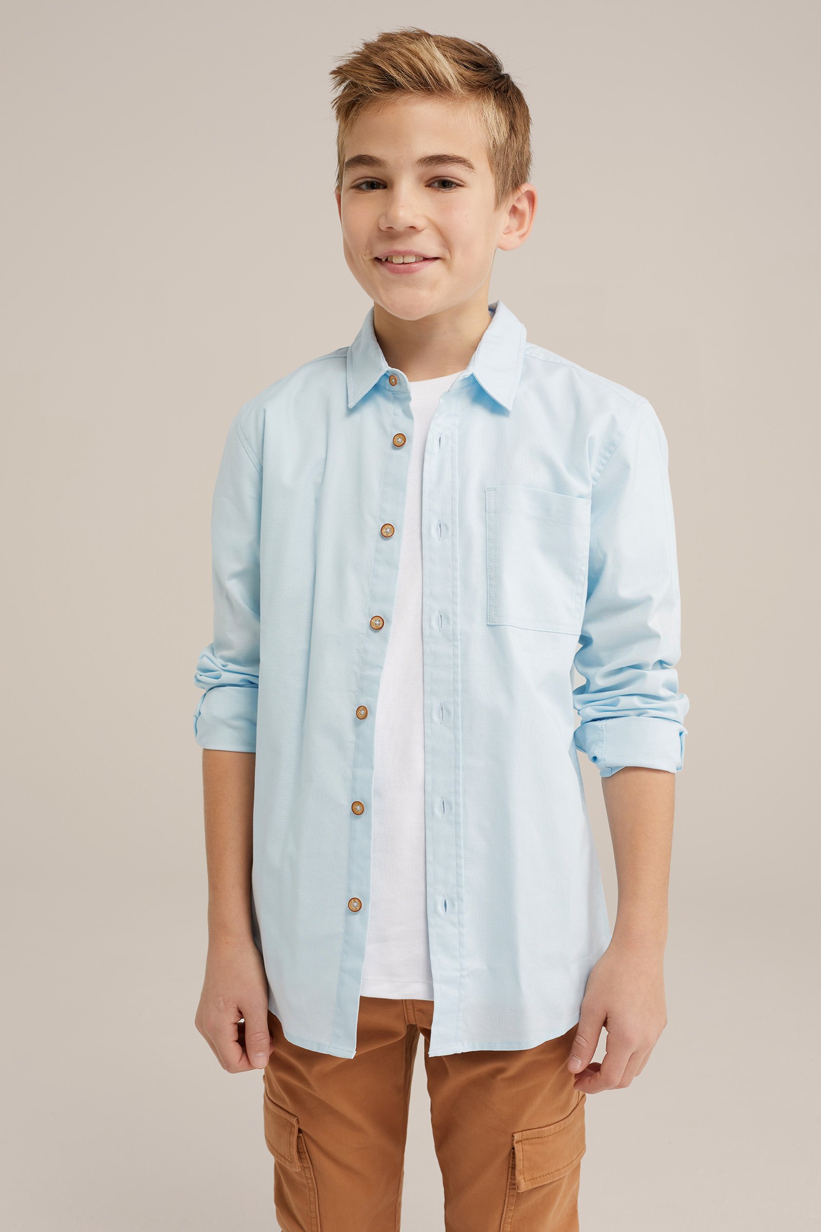 Jongens overhemd WE Fashion IJsblauw