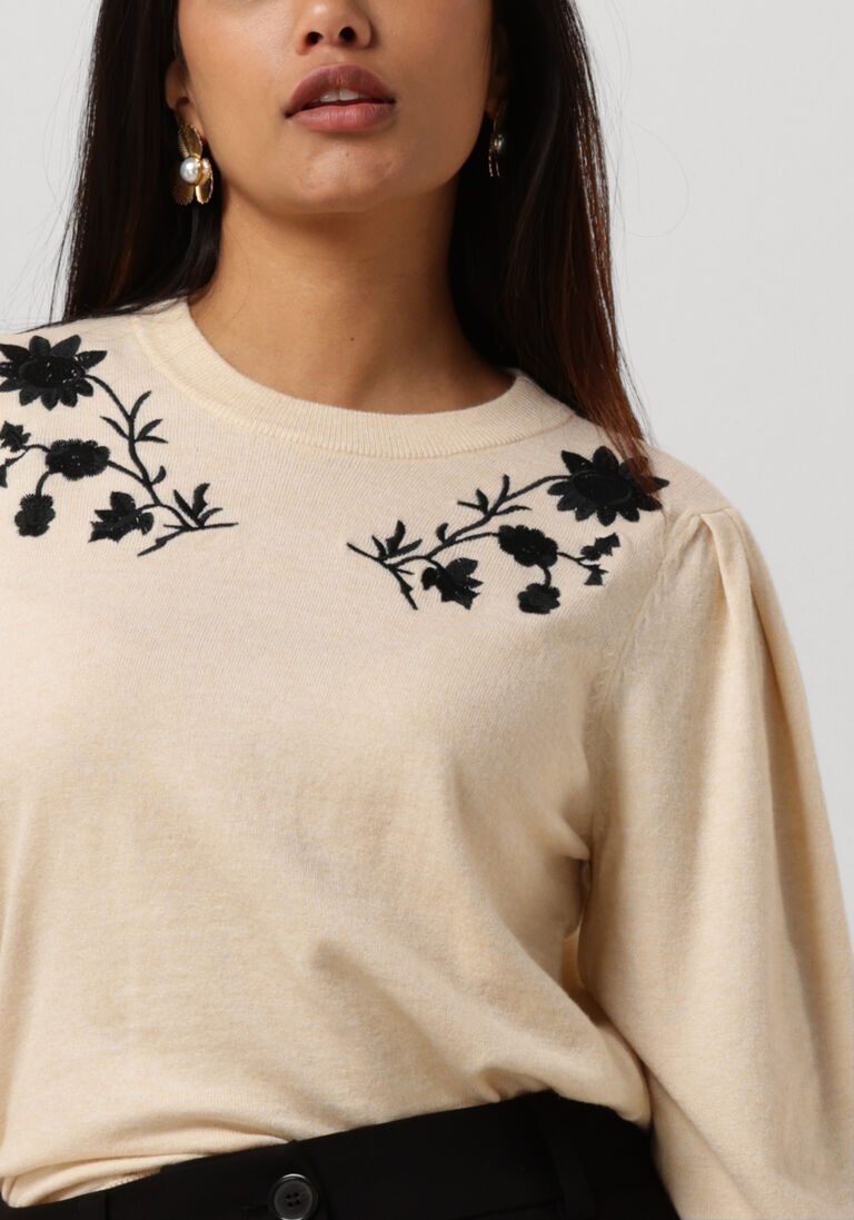 OBJECT gebroken wit object sweater objthess l/s knit embroidery pullover e