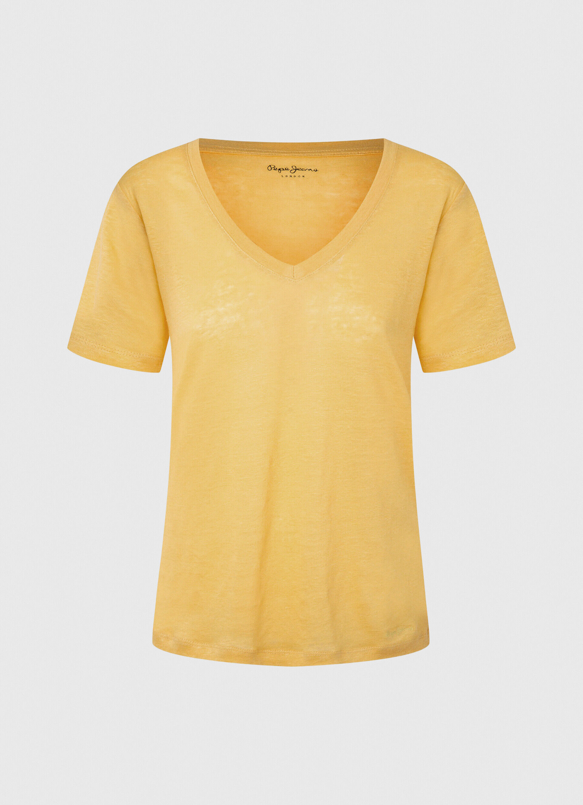 Camiseta de linho com decote em V - brilhante