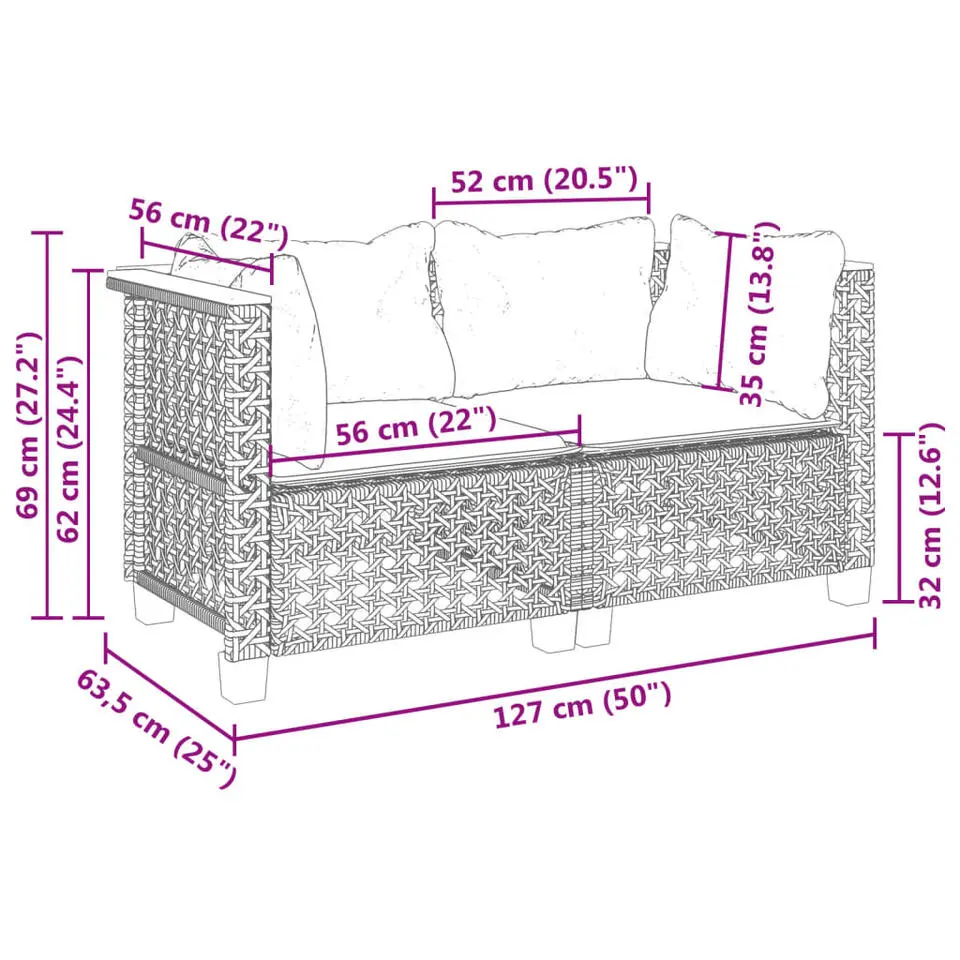 vidaXL - Tuinbank - Zwart - Poly rattan