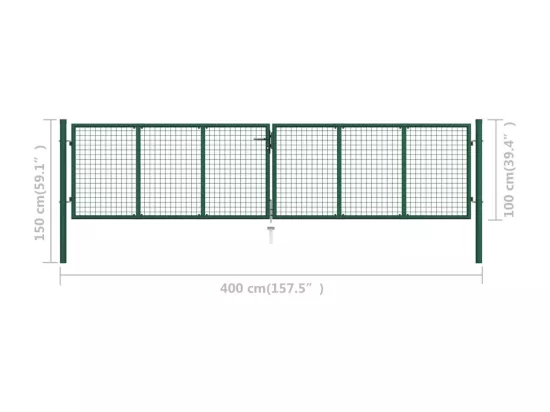 Portail en treillis de jardin acier 390x100 cm vert