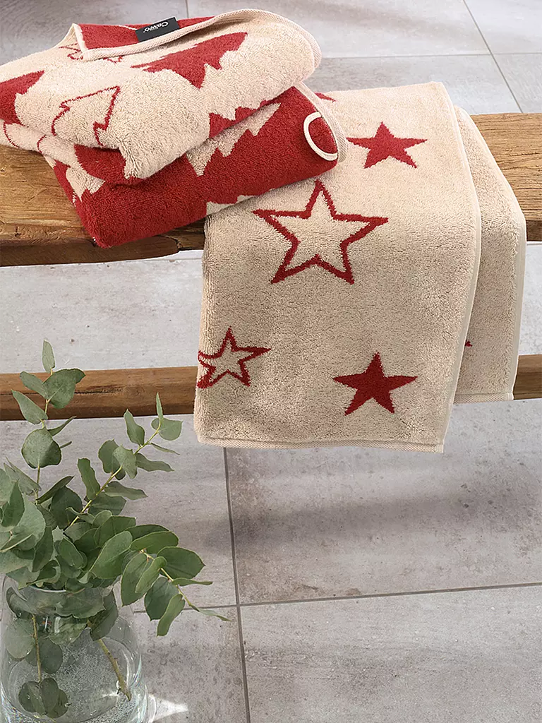 CAWÖ Handtuch EDITION BÄUME 50x100cm Natur-Rot dunkelrot