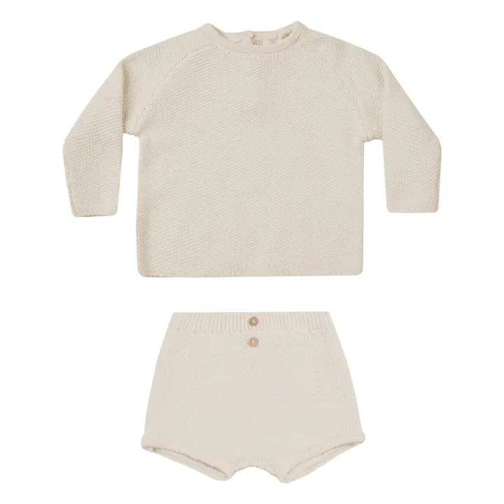 Quincy Mae T-Shirt et Short Summer Maille | Ecru