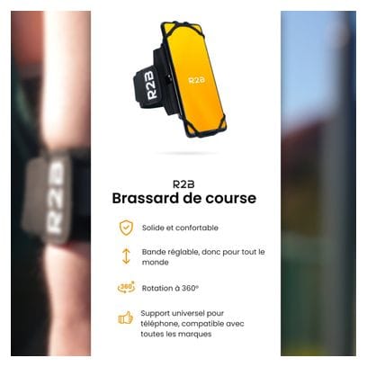 Brassard Téléphone R2B de course avec rotation à 360 degrés - jusqu'à 6 5 pouces Noir