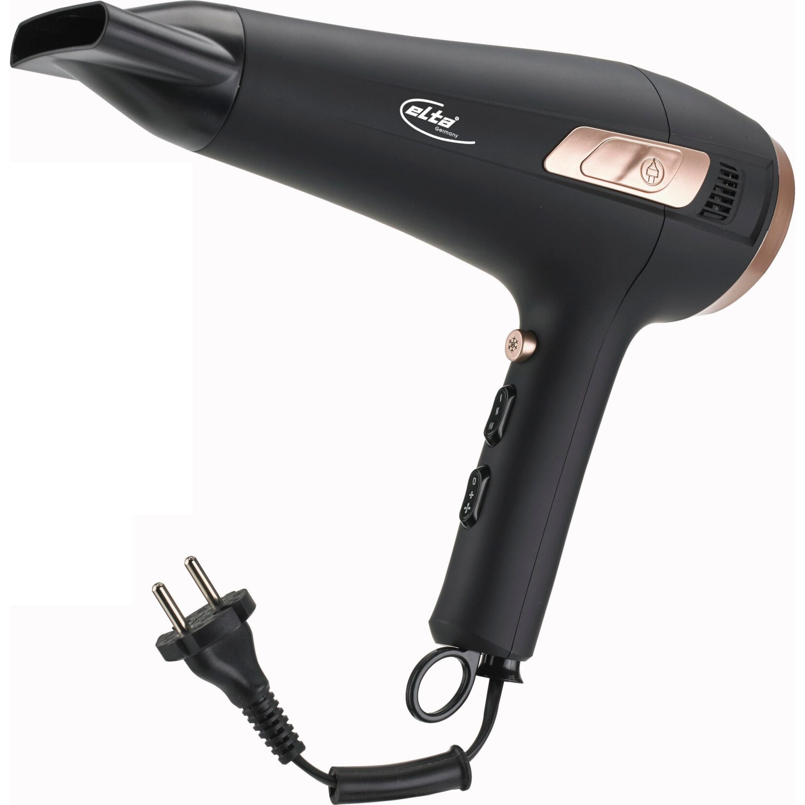 Elta Power Haartrockner mit Kabeleinzug 2000W schwarz gold Haare Styling
