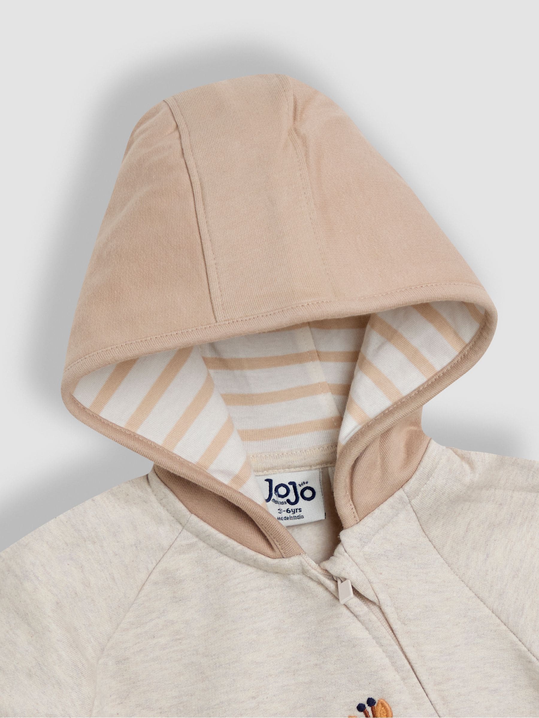 Naturel met giraf - JoJo Maman Bébé All-in-one met capuchon en applicatie
