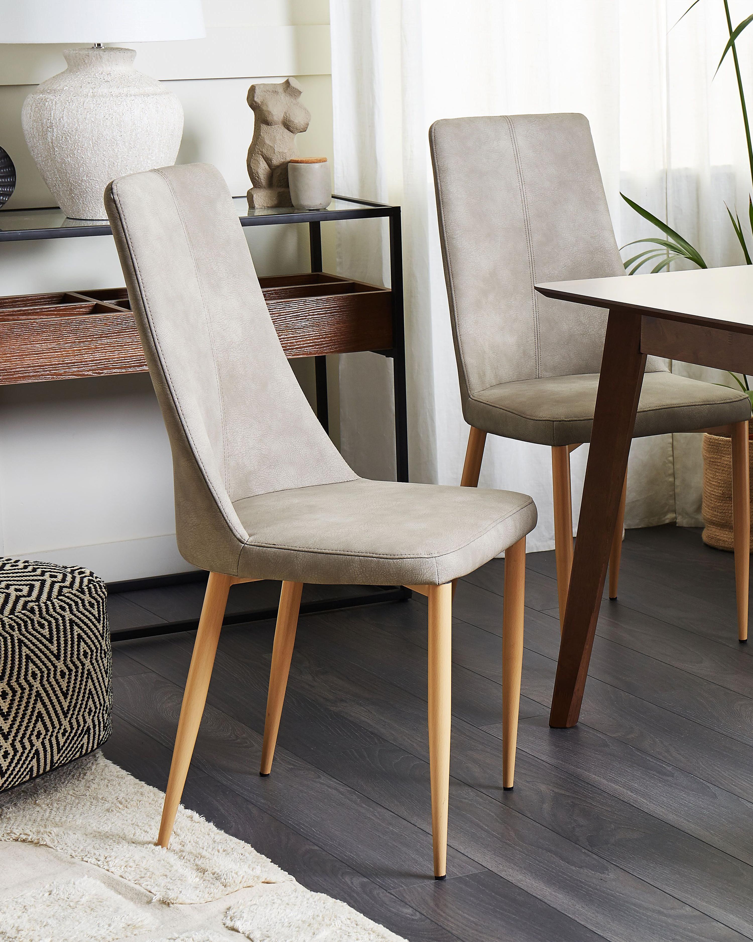 Set van 2 eetkamerstoelen CLAYTON Kunstleer Lichtgrijs