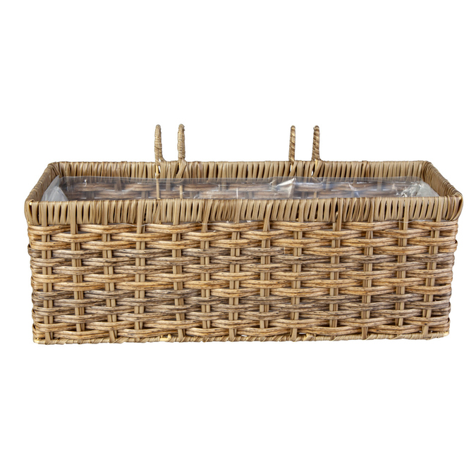 Hängepflanzkorb -  grau/braun - aus Kunststoffrattan - ca. 39 x 14 x 14 cm