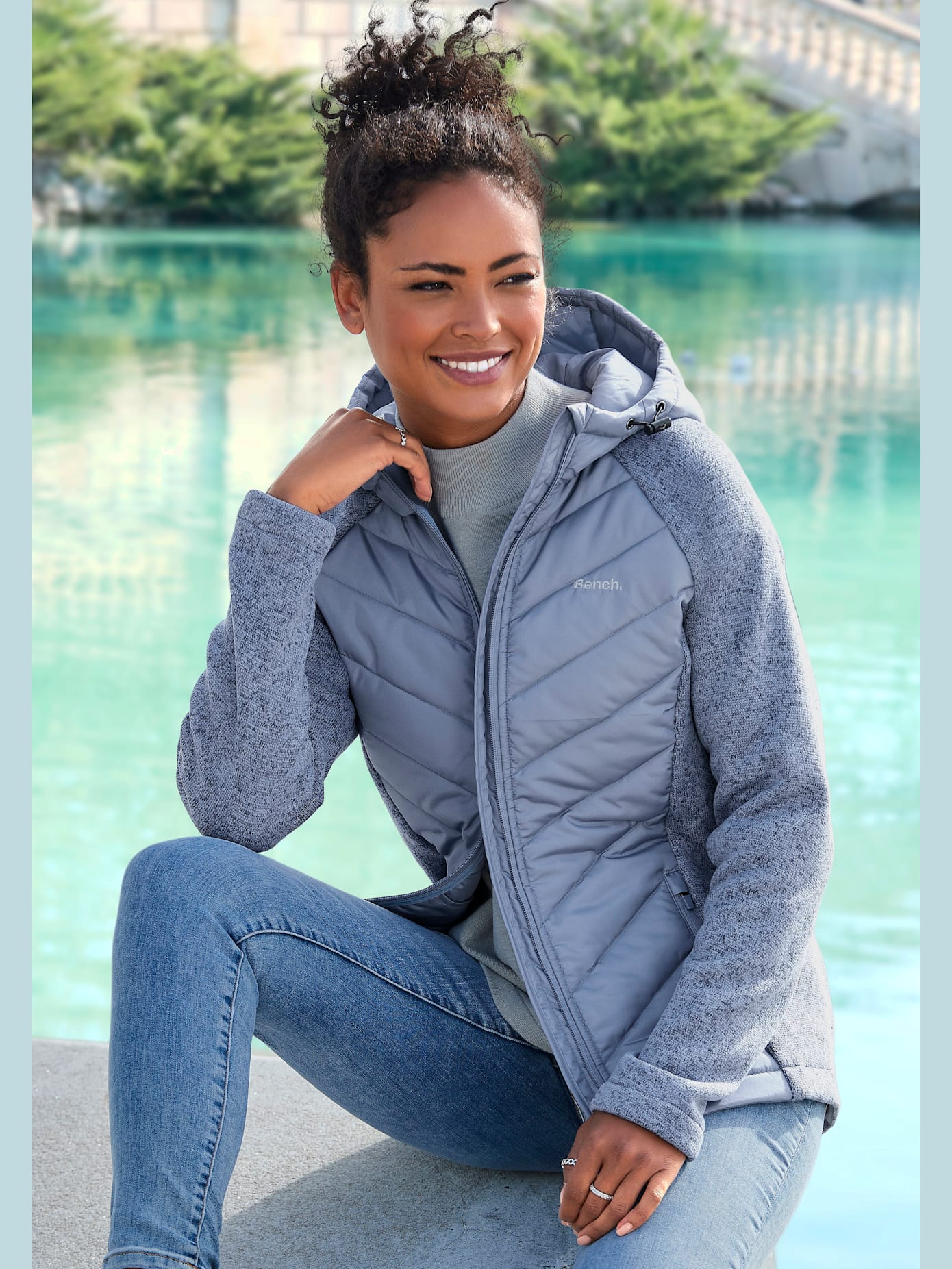Doudoune veste matelassée en tricot polaire doux aux manches
