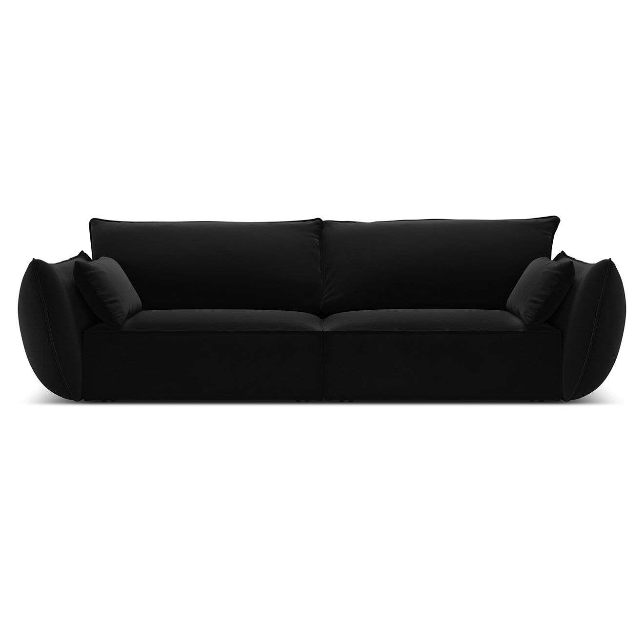 Mazzini Sofas Canapé Velours Vanda 3 Places noir - 208x100x85 cm