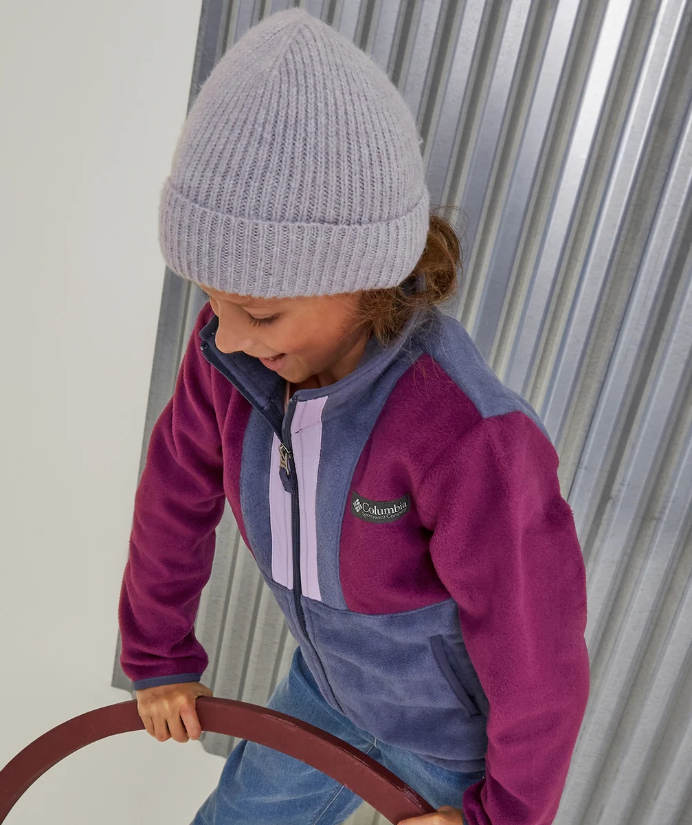 BONNET EN TRICOT FILLE LAVANDE AVEC PATCH BRODÉ