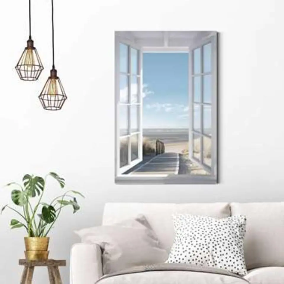 Schilderij Noordzee uitzicht - 90x60cm - Blauw