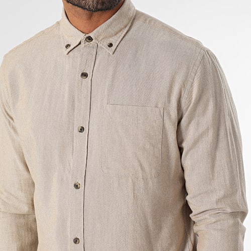 Chemise Manches Longues Classic Melange Beige Taupe