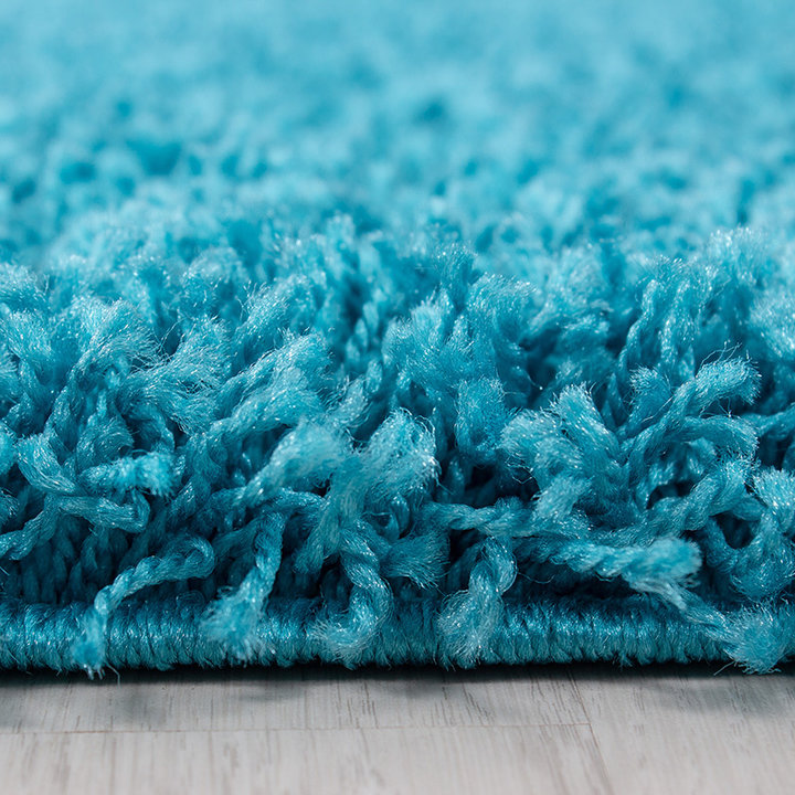Rond hoogpolig vloerkleed - Sade Turquoise | Tijdloos