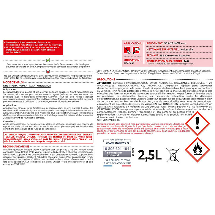 Saturateur extérieur haute protection incolore 2,5 L