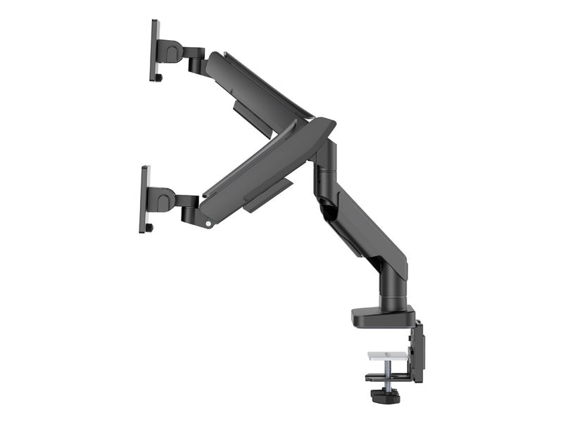 LC-Power Tischhalterung LC-EQ-A34B-D bis 20 kg – Schwarz Monitorarm für zwei Monitore bis zu 34