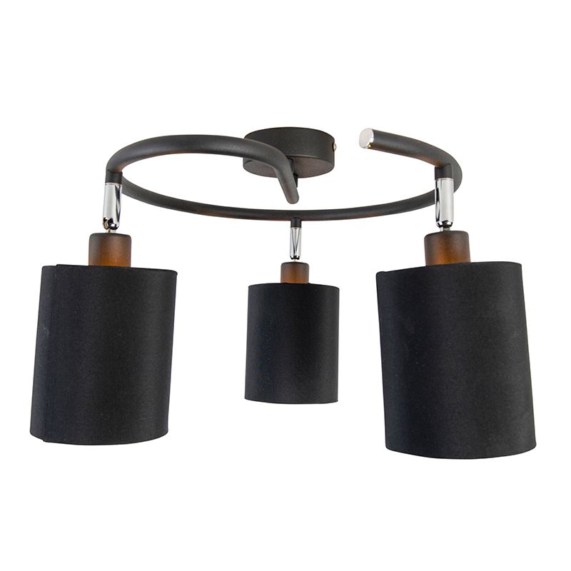 Smart moderne plafondlamp zwart incl. 3 WiFi B35 - Lofty