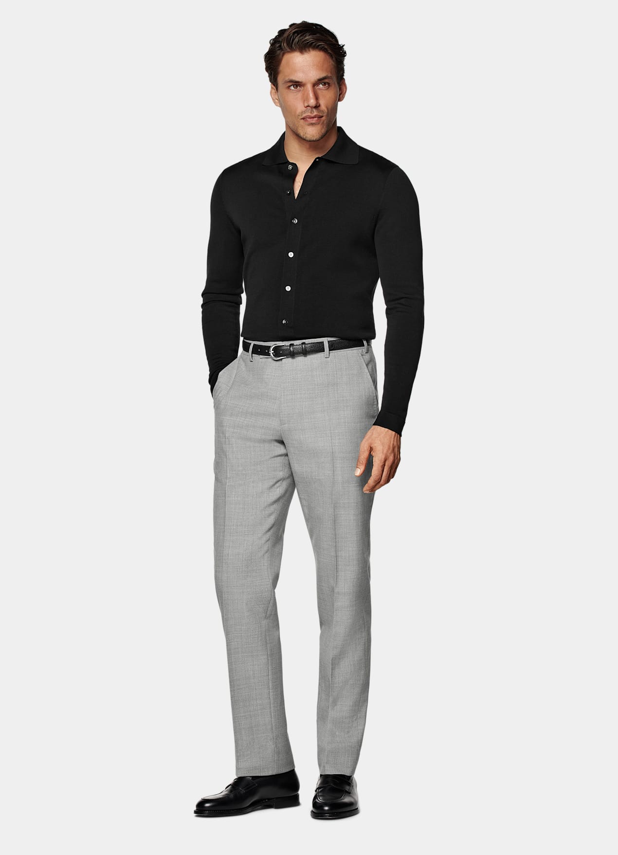 Pantalon Straight Leg gris clair