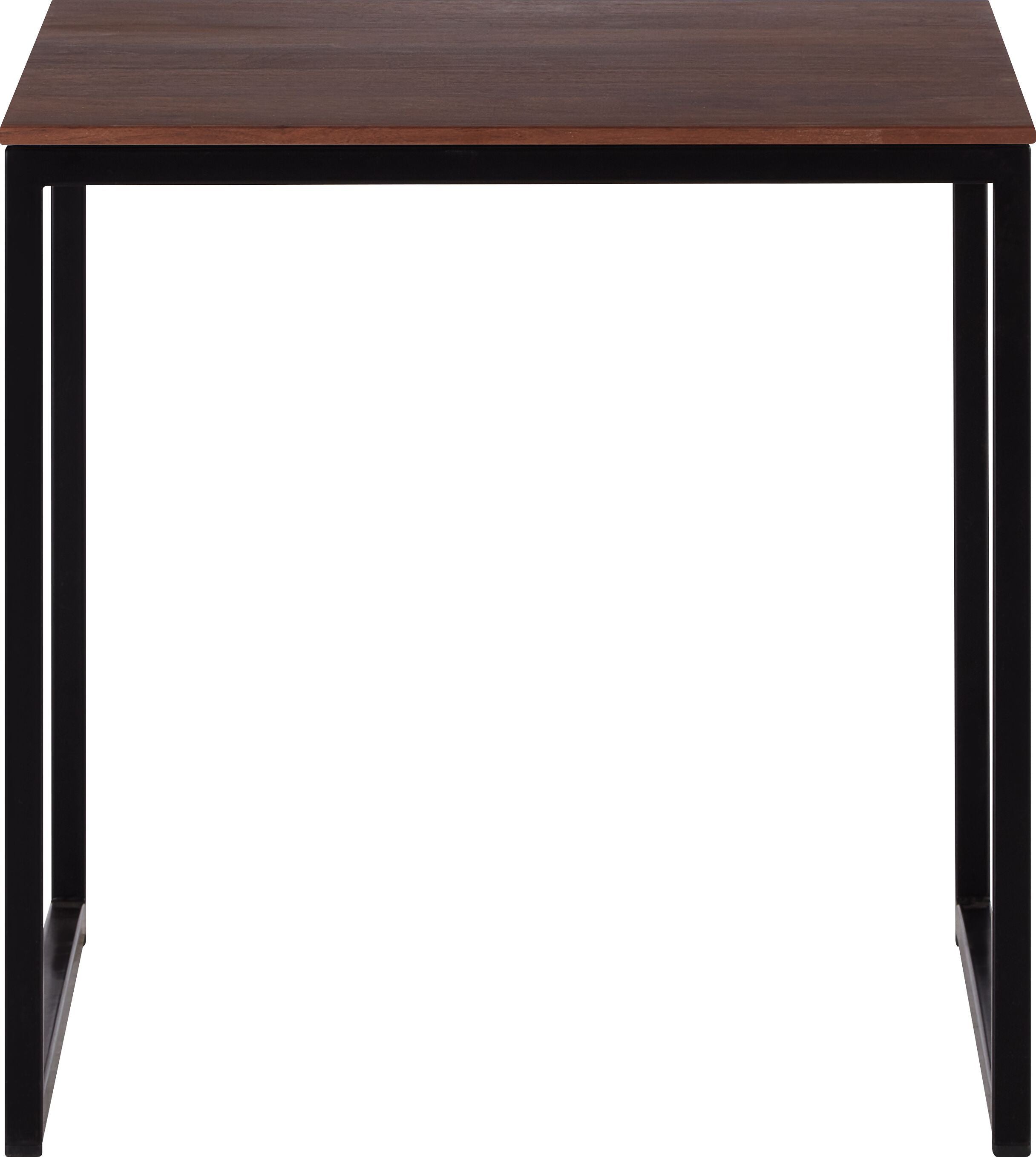 AVEA Beistelltisch - Nussbaum massiv / schwarz / B: 40.0 cm x T: 40.0 cm x H: 41.0 cm