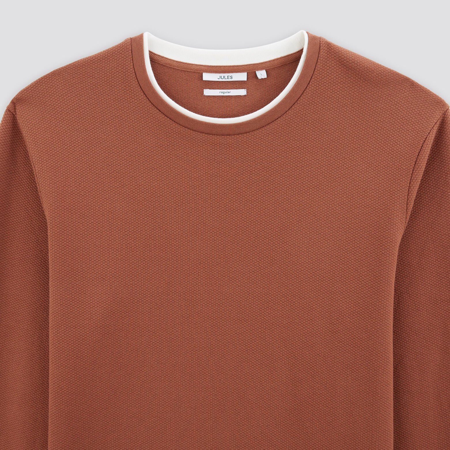Tee shirt double col matière fantaisie Marron