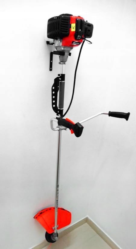 Bastionshop - Benzin Motorsense, Rasentrimmer 5,2KM/5,2 PS - Motorsense mit Luftgekühlter 2-Takt-Motor, Kompletter Satz Öl, 2 Ringen auf dem Kolben, 4 verschiedenen Messern, Visier mit Sicherheitsnetz