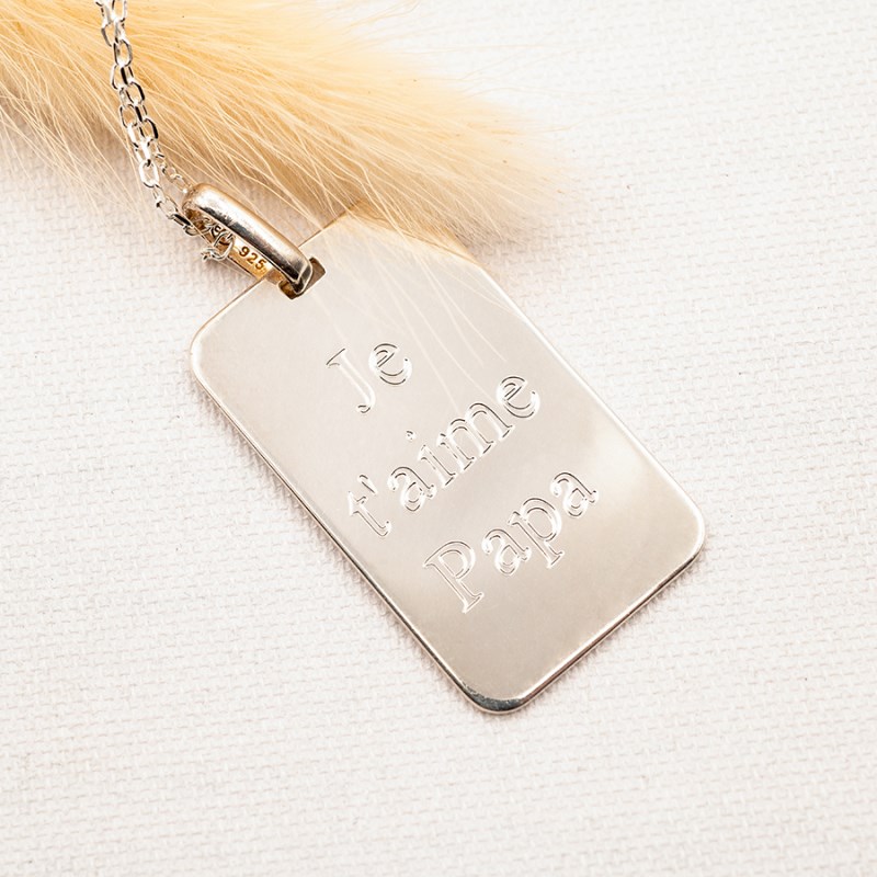 Collier homme plaque en or 18 K
