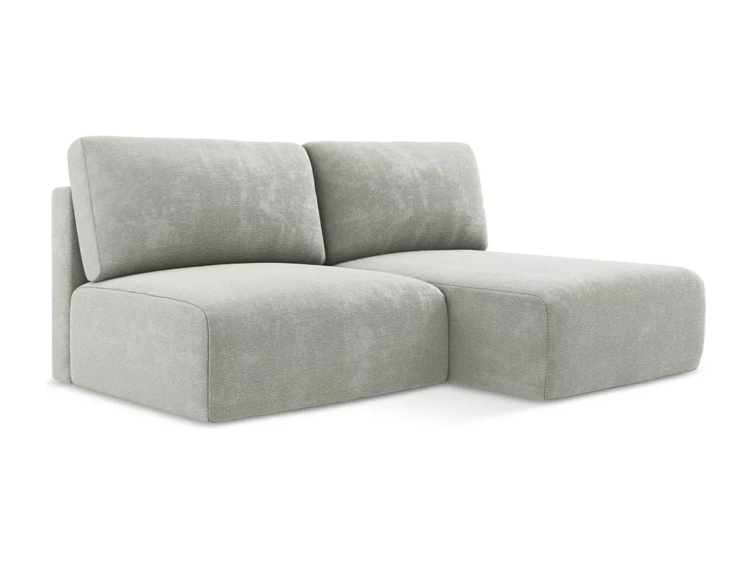 Canapé d’angle 3 places droit sans accoudoir convertible en Chenille - gris clair - KONA