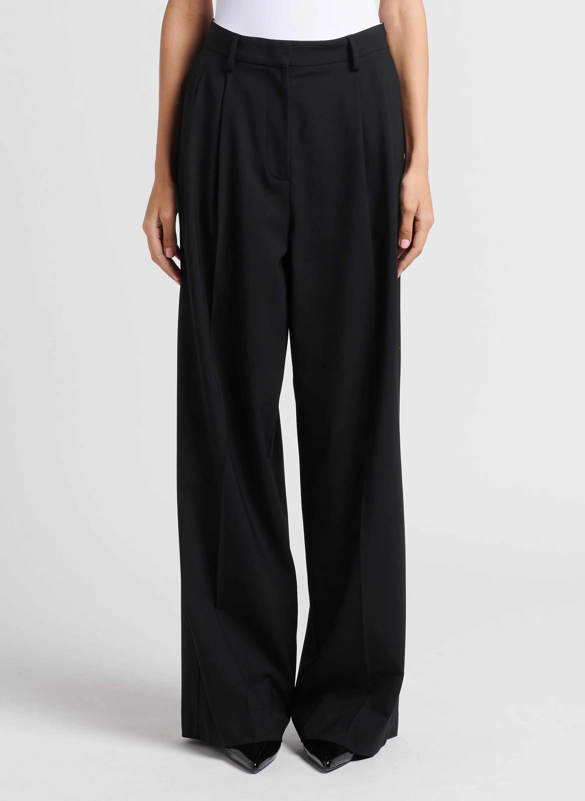 KYOTO - Pantalon large en laine mélangée | Noir