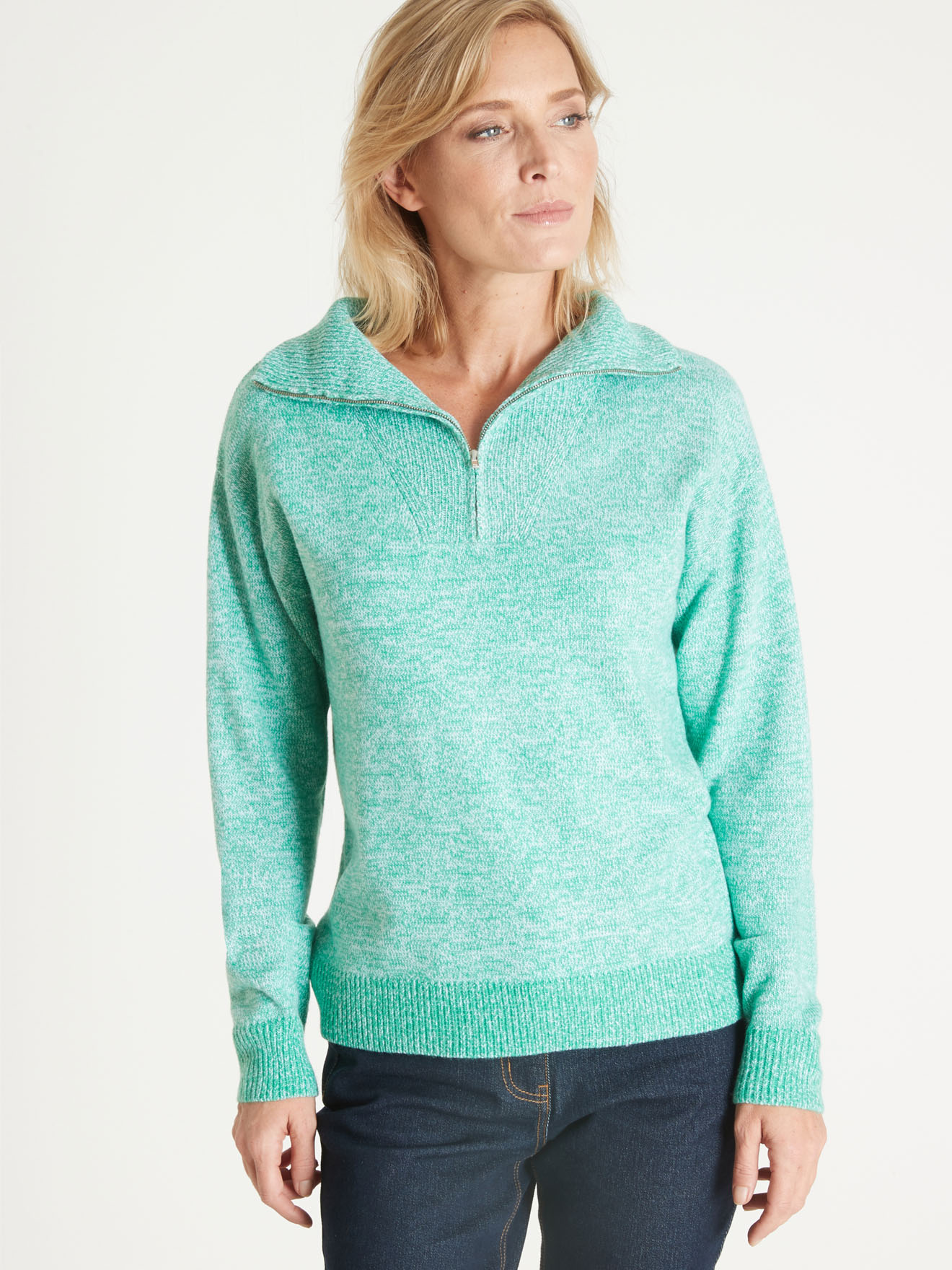Pull col camionneur en maille chinée